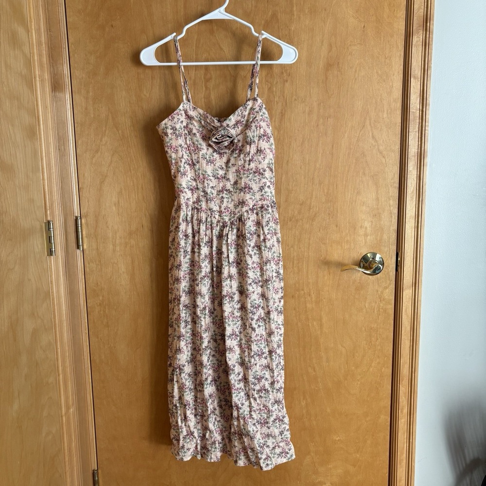 Tinseltown Juniors Textured Rosette‎ Midi Peach Kiss Womens Small NWT DITSY